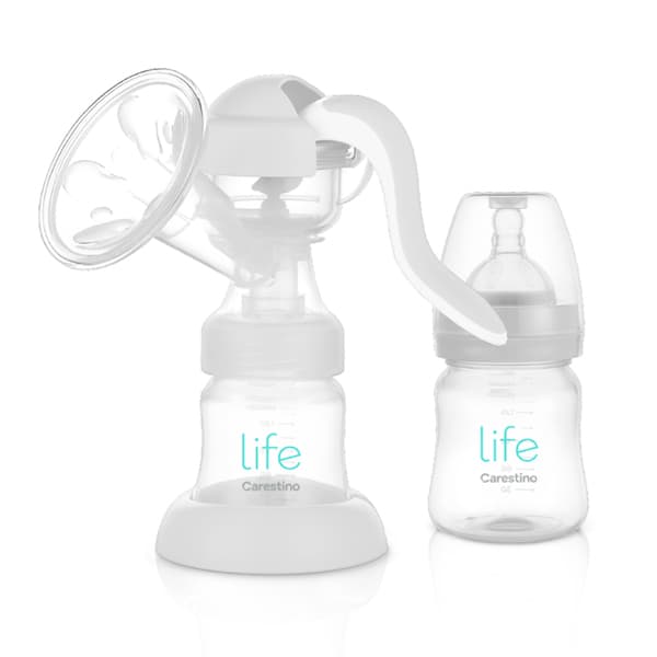 Extractor de Leche Manual con Mamadera Gris